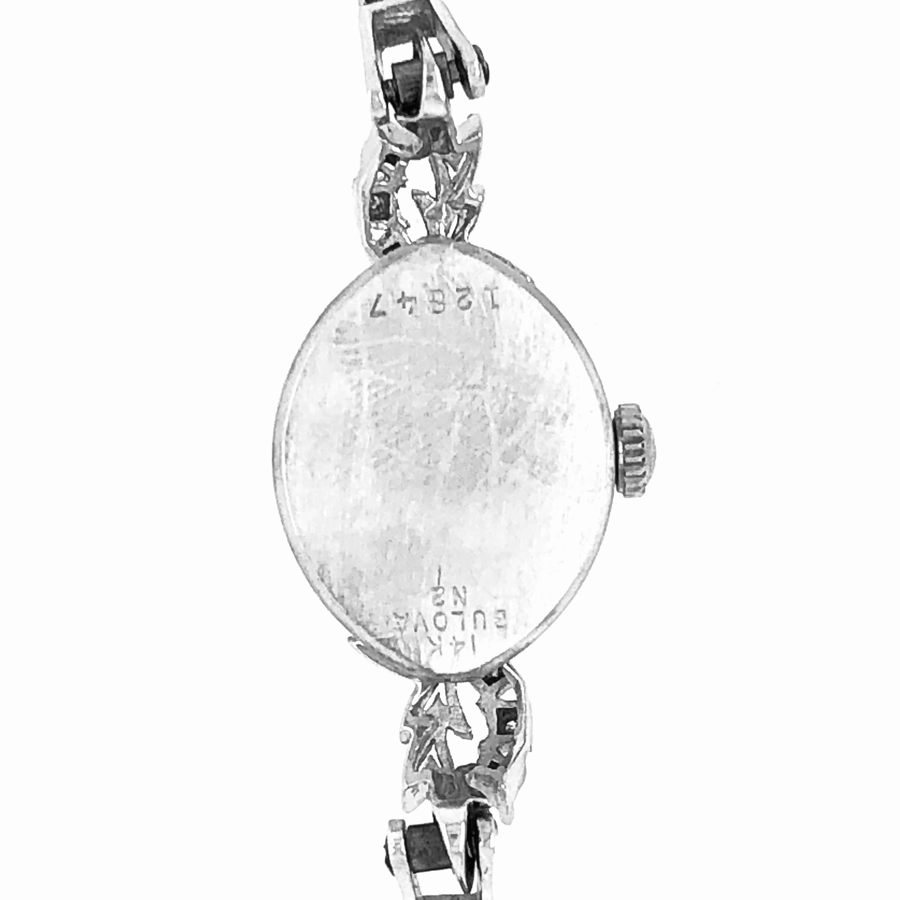 Bulova Ladies Wristwatch Art Deco Style with Diamonds For Sale 2