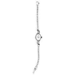 Used Bulova Ladies Wristwatch Art Deco Style with Diamonds