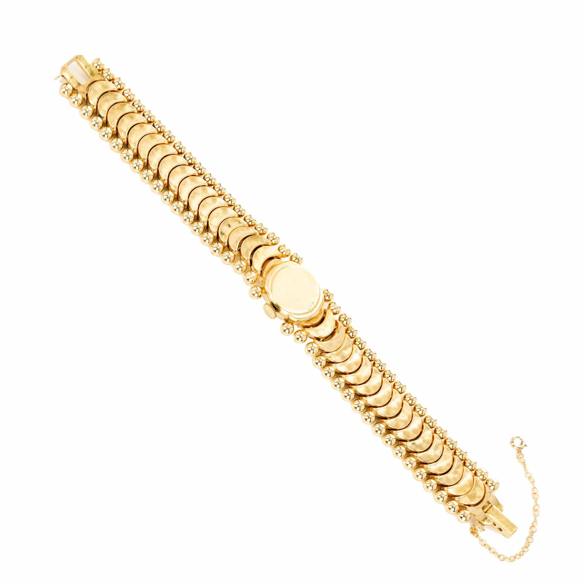 Bulova Damen Gelbgold Art Deco Handaufzug Armbanduhr im Angebot 1
