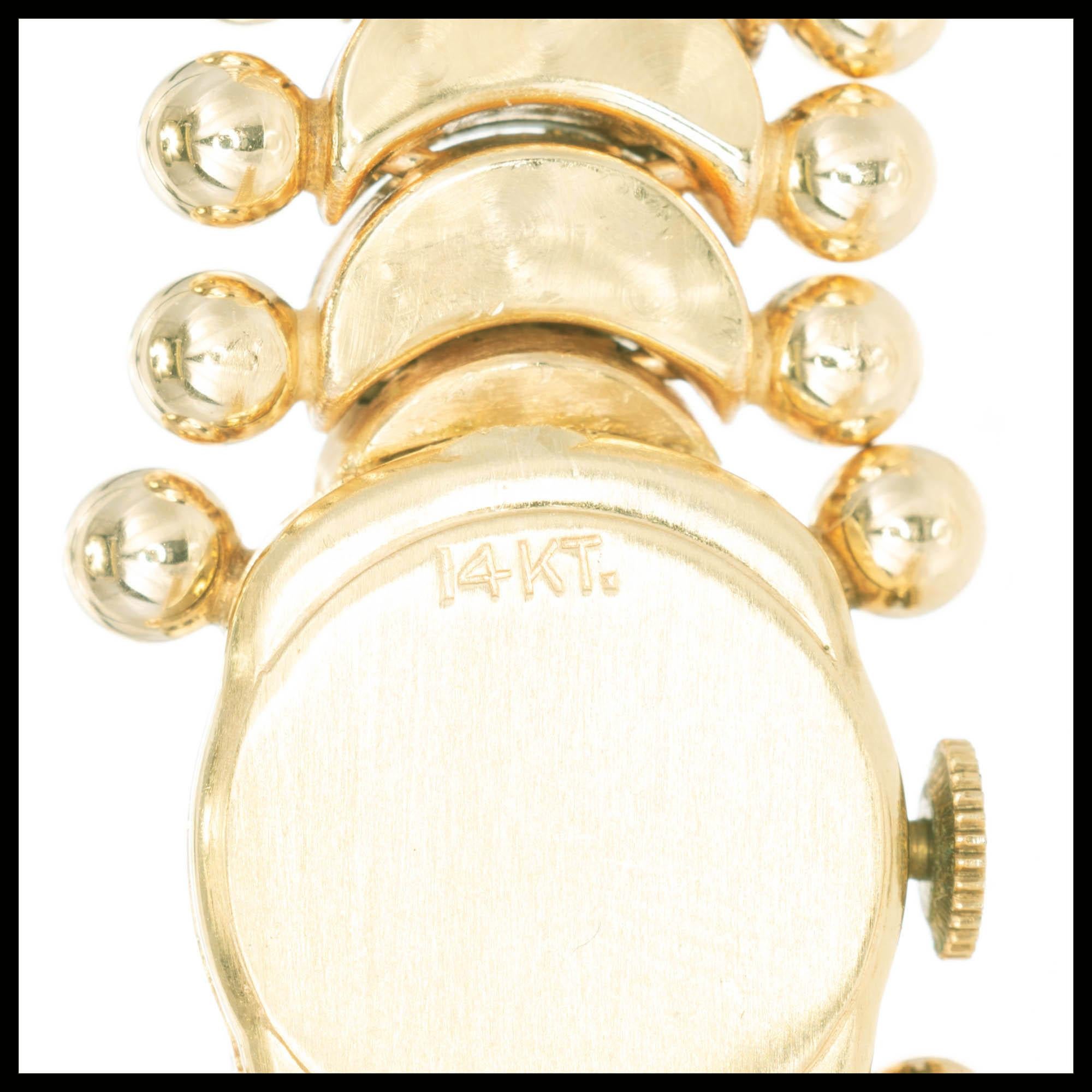 Bulova Damen Gelbgold Art Deco Handaufzug Armbanduhr im Angebot 4