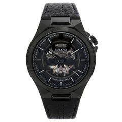Bulova Maquina Steel Black Skeleton Dial Automatic Mens Watch 98A238