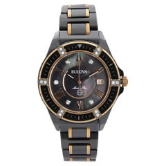 Orologio da donna Bulova Marine Star Acciaio Ceramica Quadrante Nero Diamante Quarzo 98R242