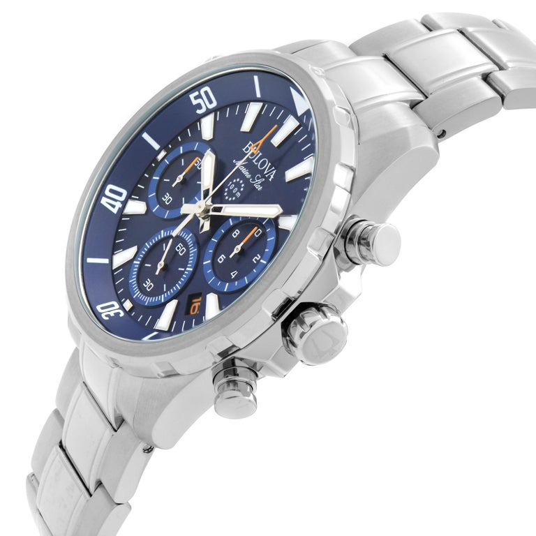 Bulova men's chronograph marine star stainless steel bracelet watch 43mm store 96b256