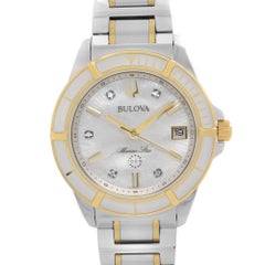 Bulova Marine Star Steel Two-Tone MOP Diamond Dial Quartz Ladies Watch 98P186