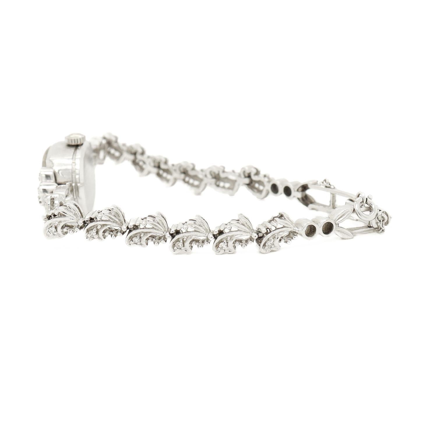 Bulova Mid-Century Modern 14k White Gold & Diamond Ladies' Watch 2