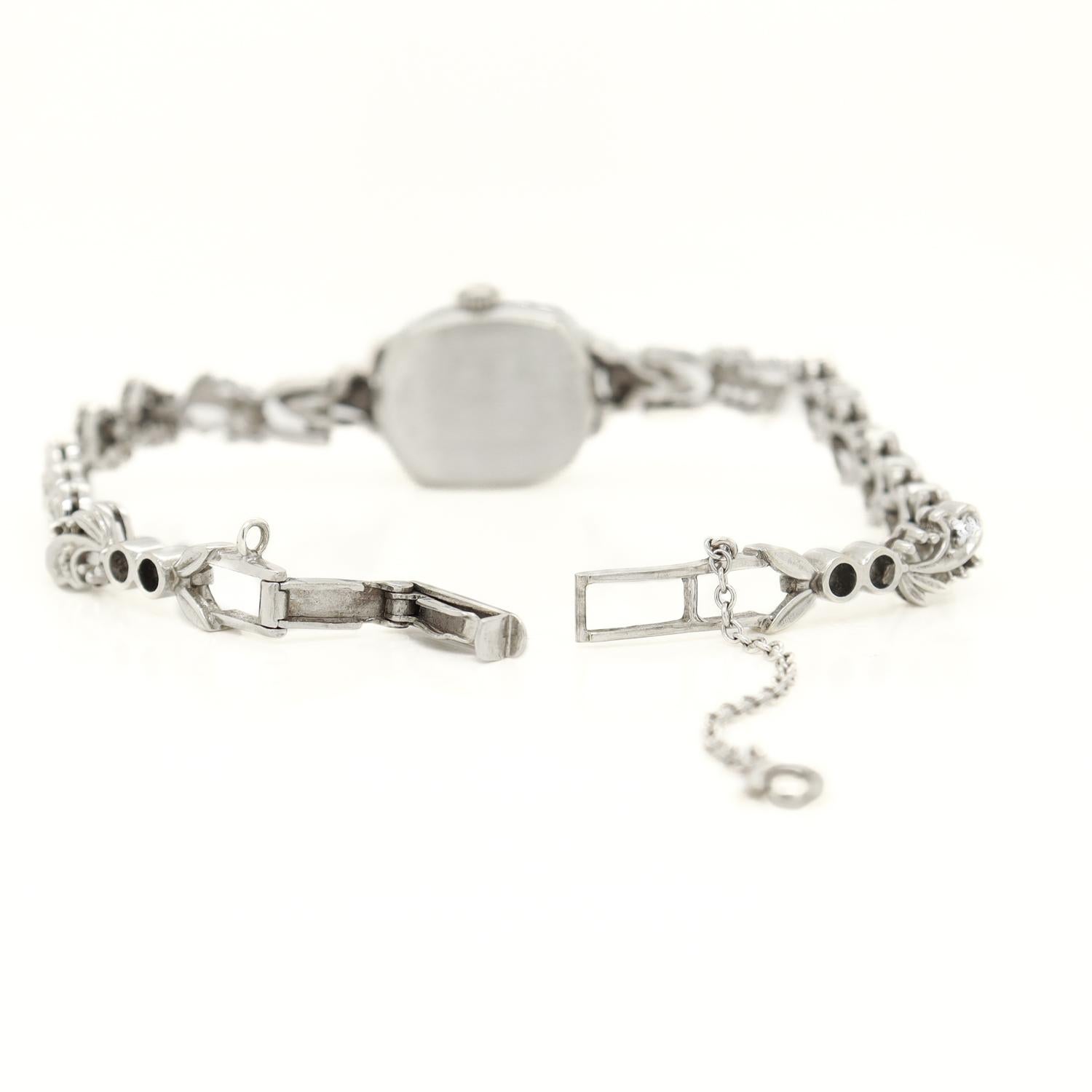 Bulova Mid-Century Modern 14k White Gold & Diamond Ladies' Watch 4