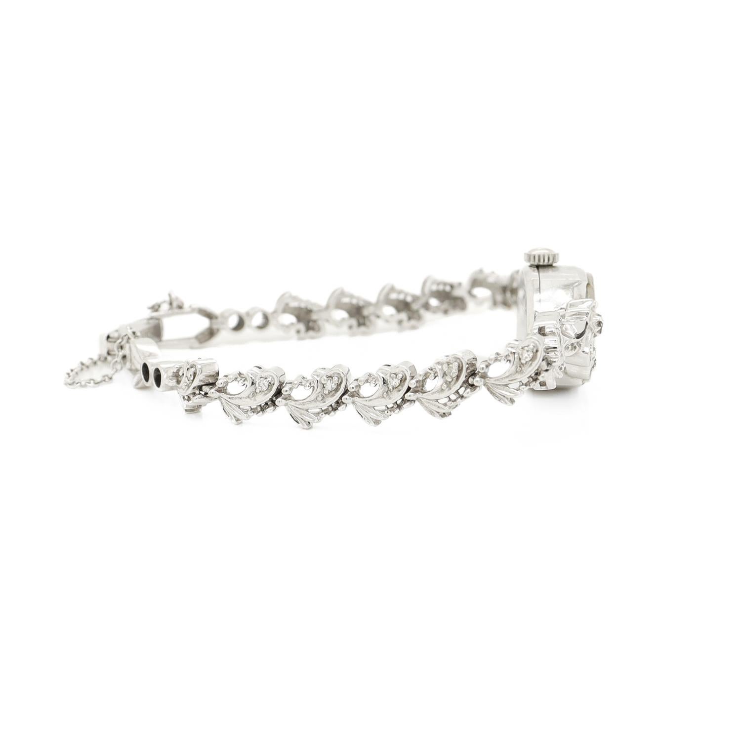 Bulova Mid-Century Modern 14k White Gold & Diamond Ladies' Watch 5