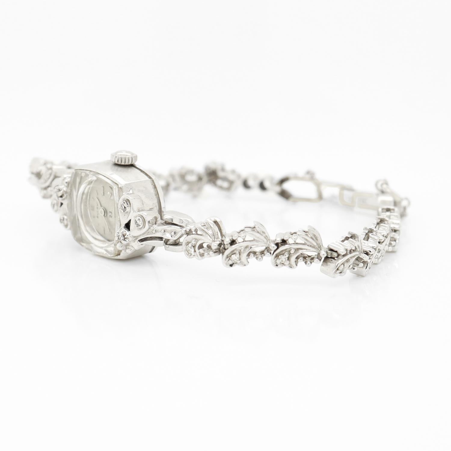 Bulova Mid-Century Modern 14k White Gold & Diamond Ladies' Watch 1