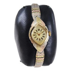 Bulova Mid Century Vintage Ladies 3 Tone Gold Filled Watch All Original, 1960's
