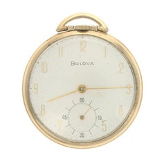 Bulova Open Face 1950s Pocket Watch - 10k Rolled Gold Plate Mechanical Runs