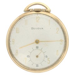 Bulova Open Face 1950s Pocket Watch - 10k Rolled Gold Plate Mechanical Runs