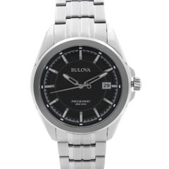 Bulova Precisionist 43mm Stainless Steel Black Dial Quartz Mens Watch 96B252