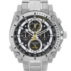 Bulova Precisionist Steel Chronograph Black Dial Mens Quartz Watch 96B175