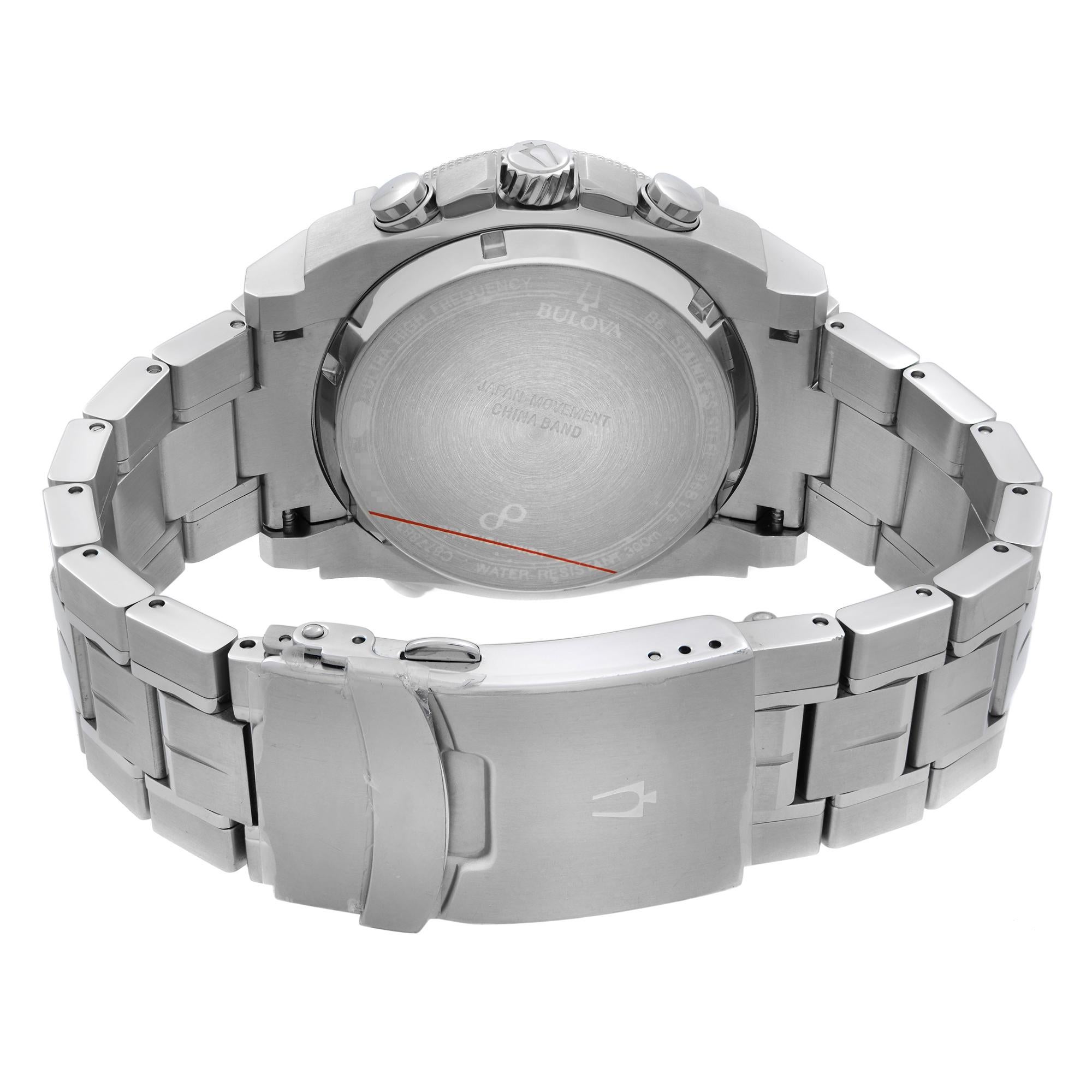 Bulova Precisionist Steel Chronograph Black Dial Mens Quartz Watch 96B175 In New Condition In New York, NY