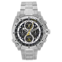 Bulova Montre chronographe précision en acier avec cadran noir et quartz pour hommes 96B175