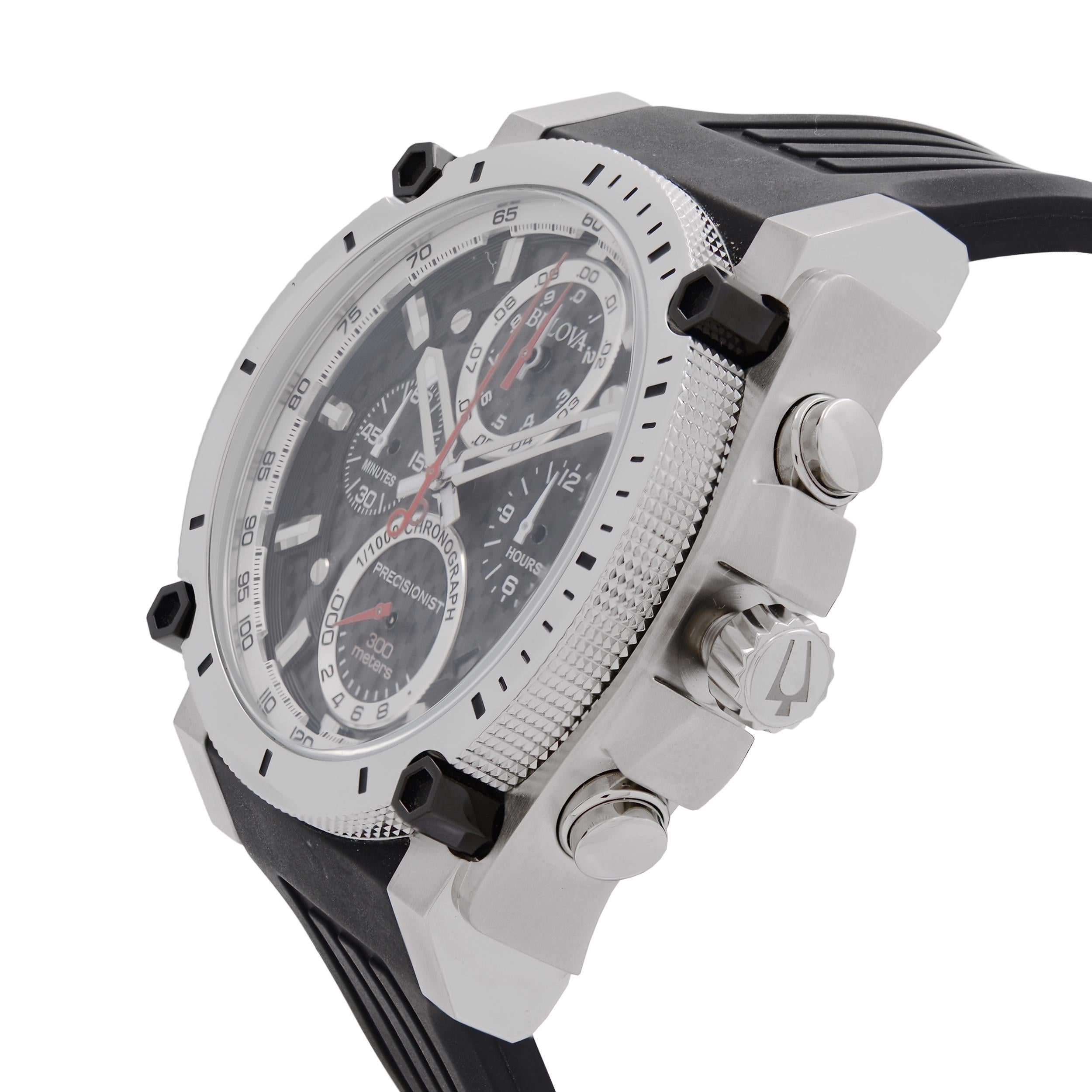 lova Precisionist Chronograph Stahl Schwarz Kohlenstoff Zifferblatt Herren Quarzuhr 98B172 im Zustand „Hervorragend“ in New York, NY