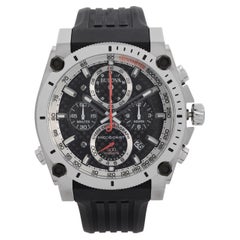 Used Bulova Precisionist Chronograph Steel Black Carbon Dial Mens Quartz Watch 98B172