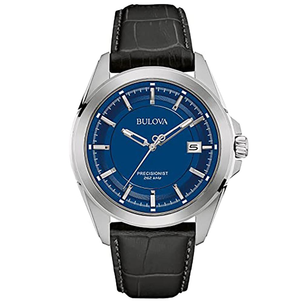 Bulova Precisionist Date Stainless Steel Blue Dial Quartz Mens Watch ...