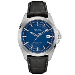 Bulova Precisionist Stainless Steel Date Blue Dial Quartz Mens Watch 96B257