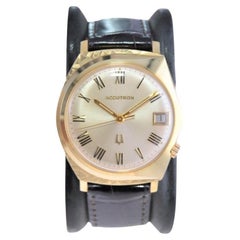 Seltener 14Kt. Bulova Massives Gelbgold Accutron Neuer Zustand 