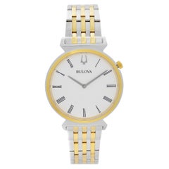 Bulova Regatta Montre à quartz pour hommes bicolore en acier inoxydable avec cadran romain blanc 98A233