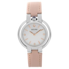 Bulova Rubaiyat Diamond Accent Steel Pink Strap Quartz Ladies Watch 96P197