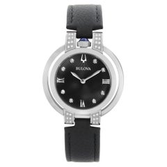 Bulova Montre Rubaiyat pour femme en acier inoxydable avec cadran noir et diamants 96R217