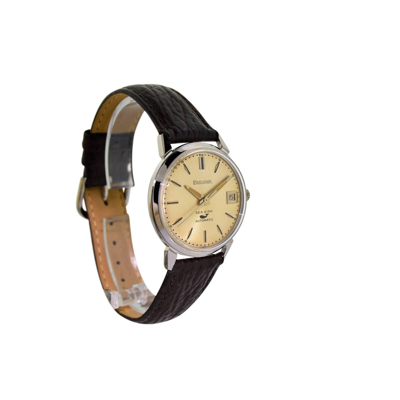 Bulova Stainless Steel Sea King Automatic Watch, circa 1960's 3
