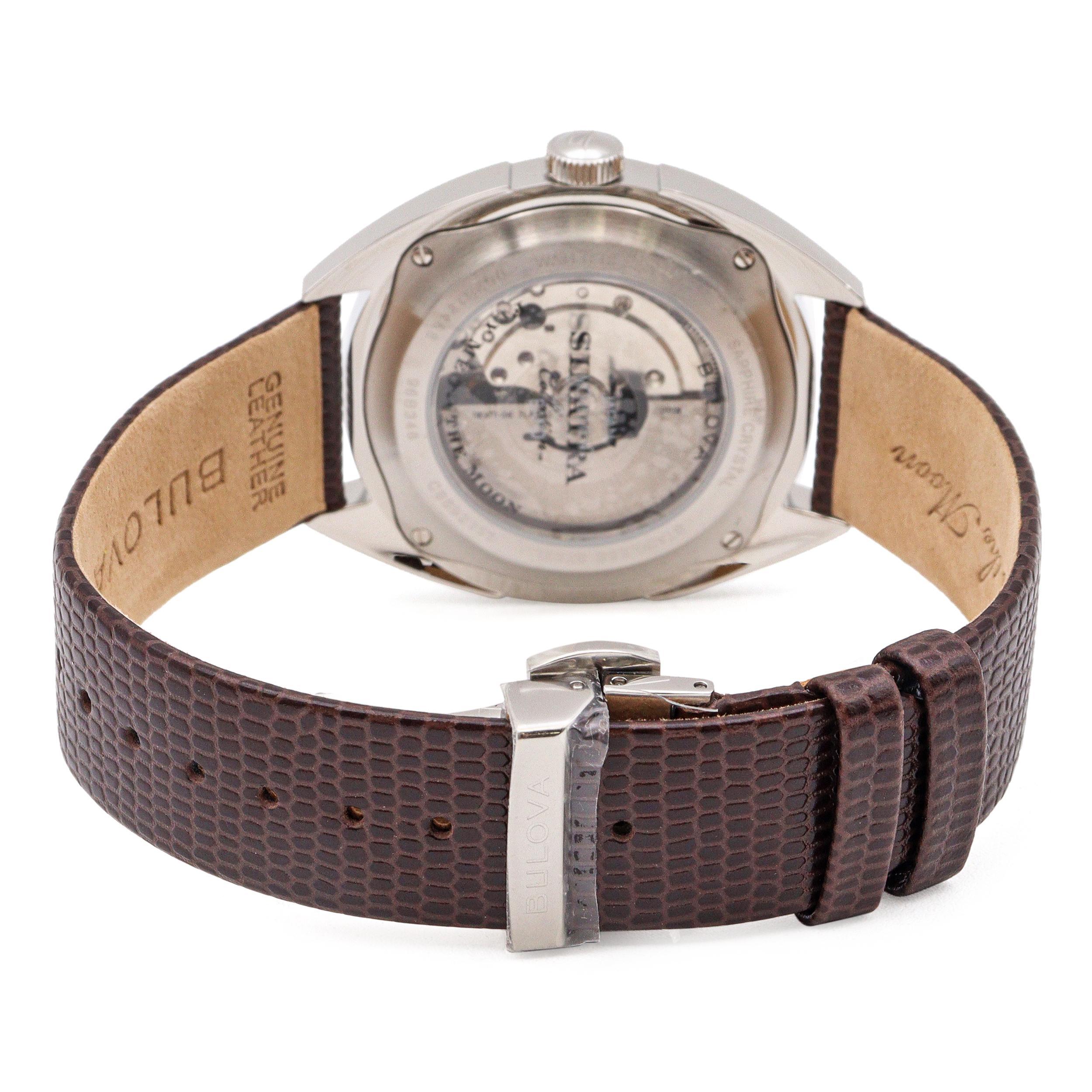 Bulova Sinatra Fly Me To The Moon Orologio da uomo automatico con data scheletrica 96B348 in vendita 2