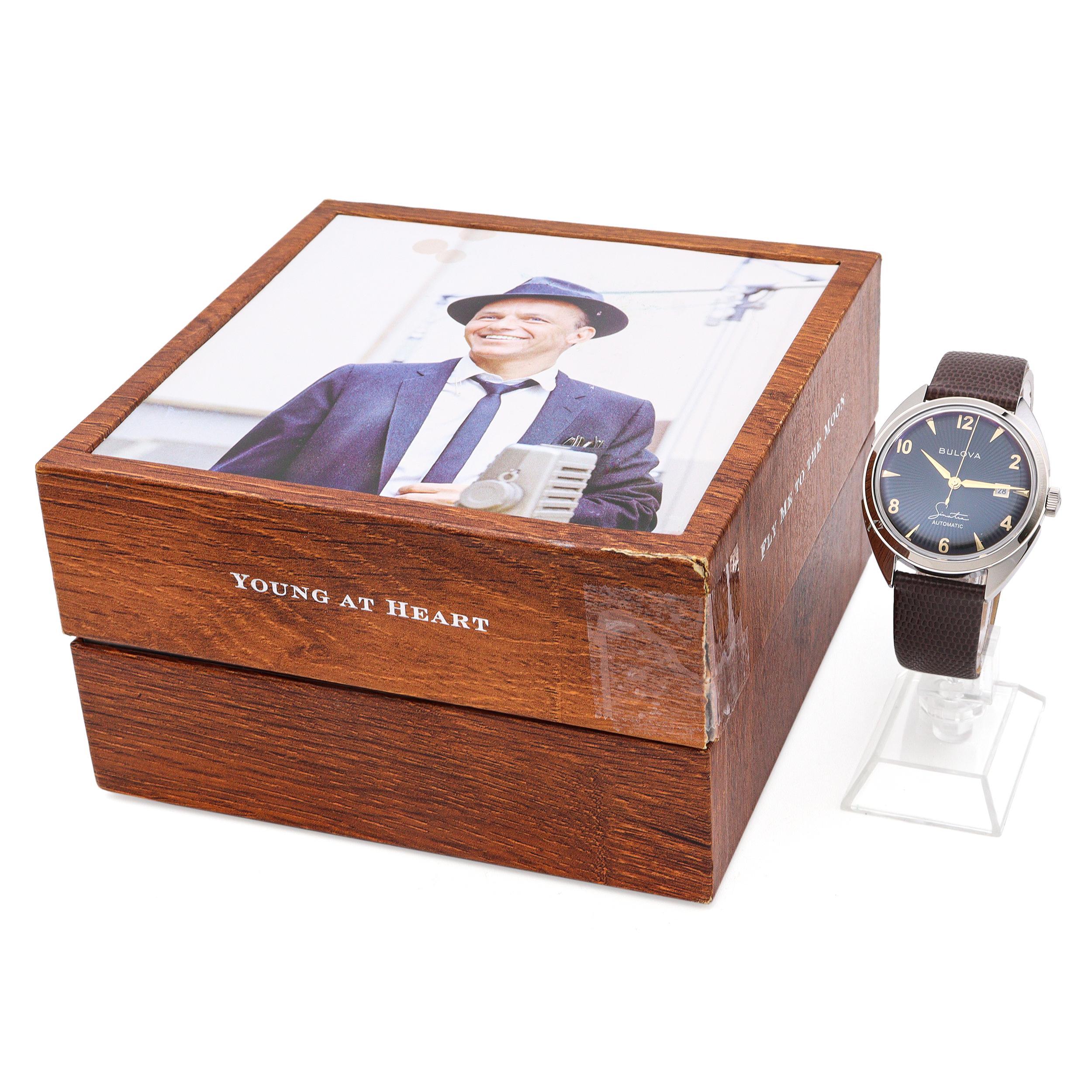 Bulova Sinatra Fly Me To The Moon Orologio da uomo automatico con data scheletrica 96B348 in vendita 3