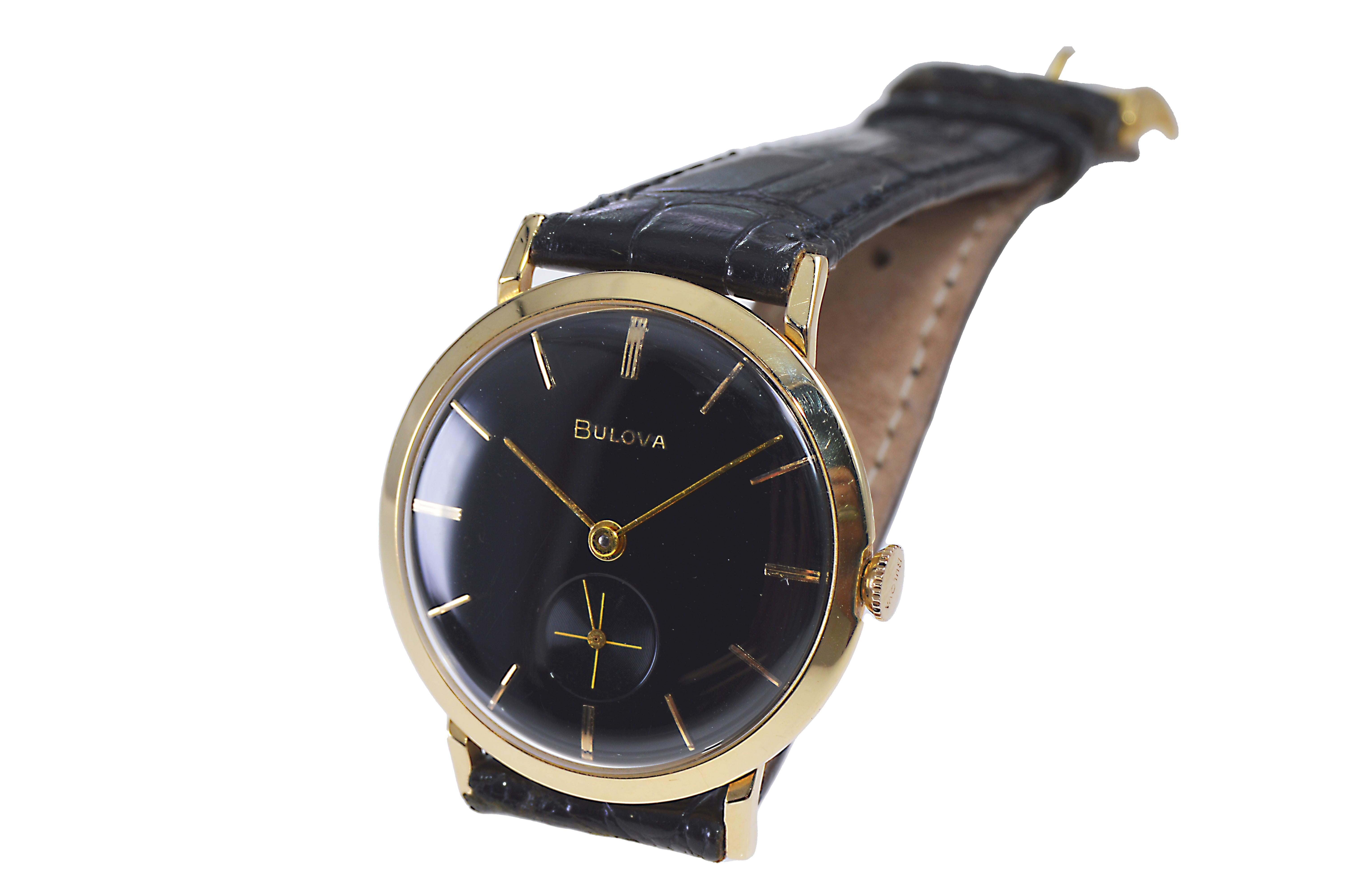 Women's or Men's Bulova Solid 14Kt. Gold Dress Style Watch from 1960's