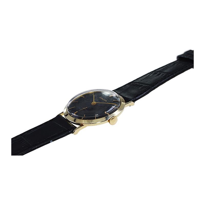 Bulova Uhr mit Handaufzug aus massivem 14 Karat Gelbgold aus der Mitte des Jahrhunderts, 1960er Jahre im Angebot 4