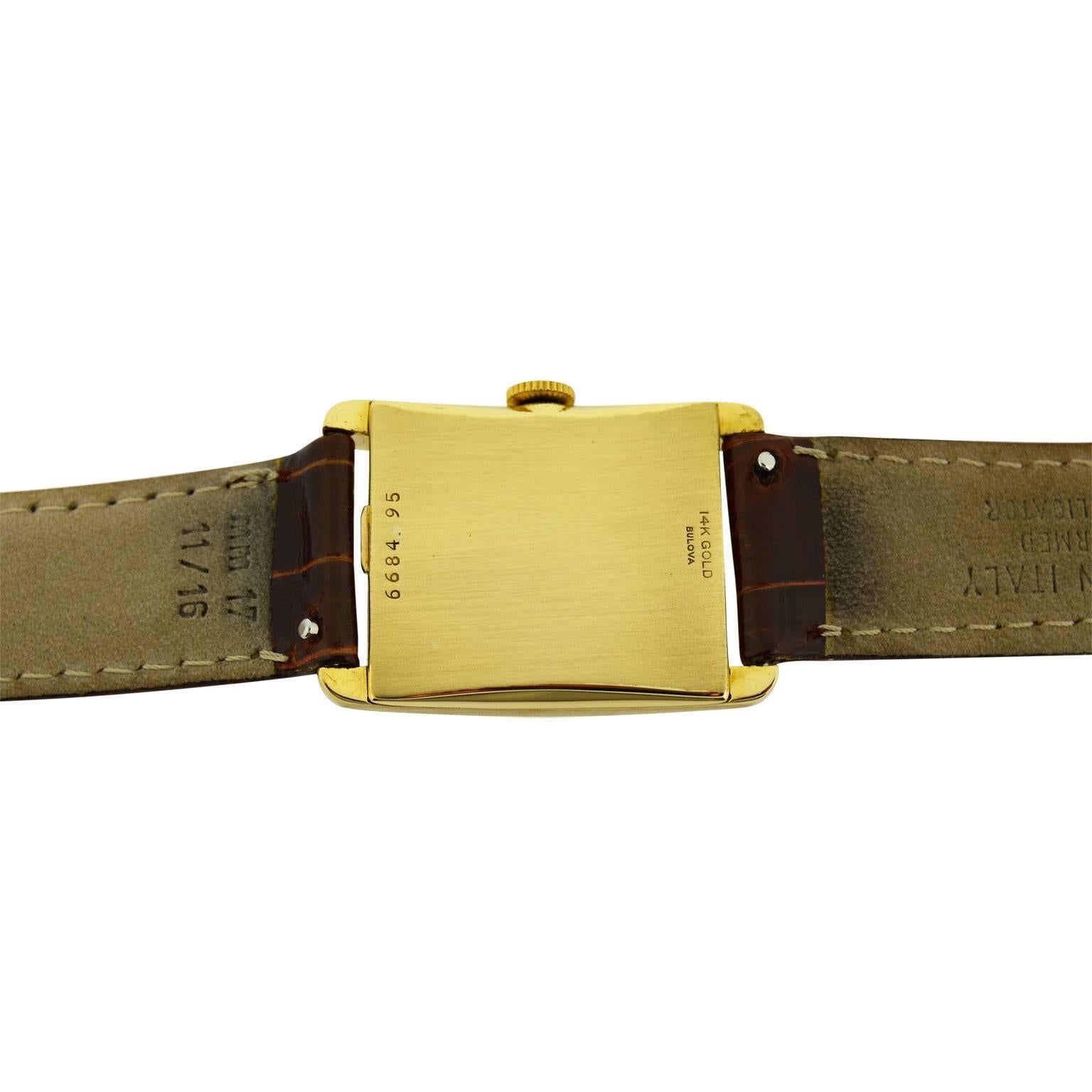 Bulova Solid Yellow Gold Art Deco Original Patinated Dial Manual Watch 2