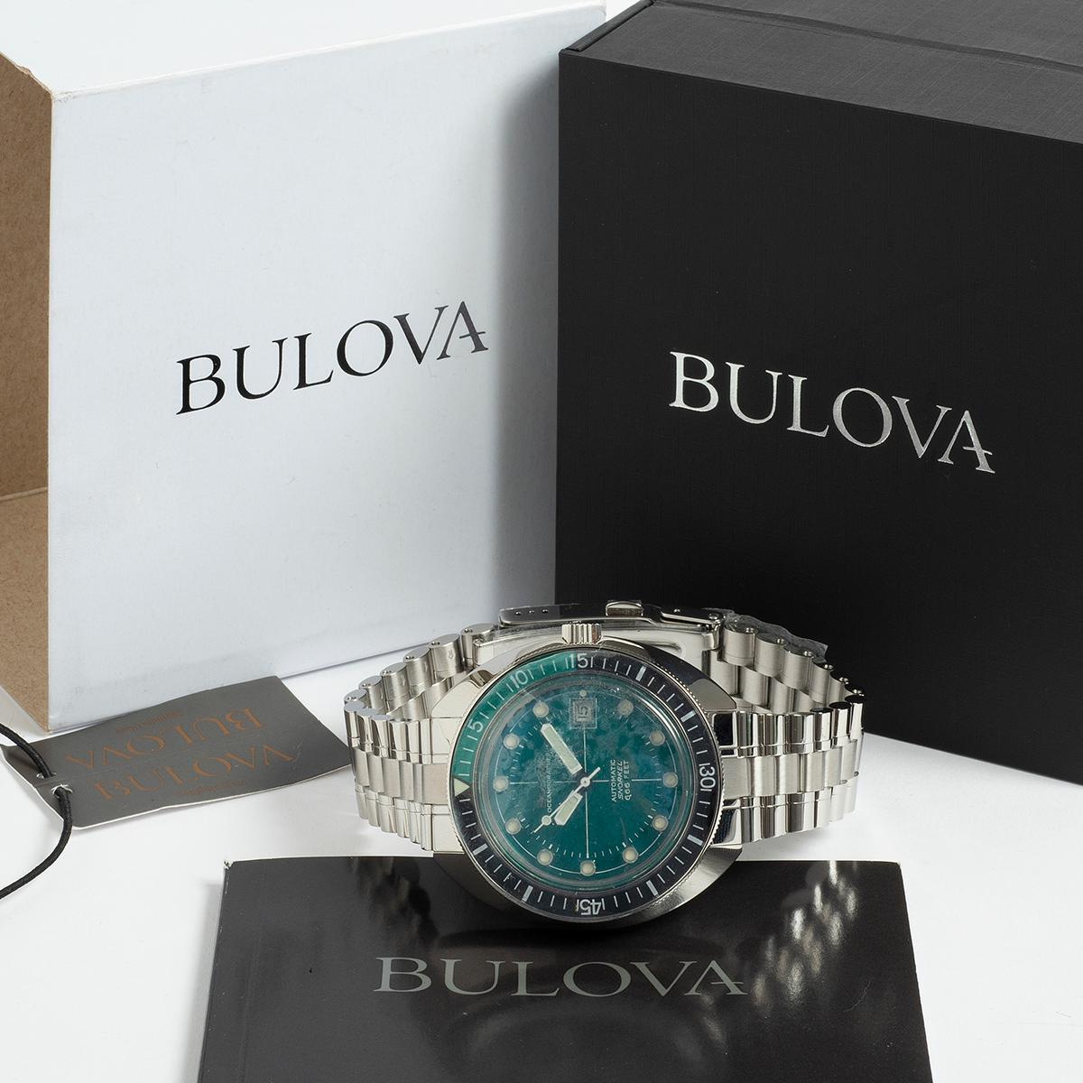 Our Bulova special edition Oceanographer reference 96B322 Devil Diver is presented in unworn condition with factory stickers attached, and is a complete set including swing tag, box instructions and warranty card dated 2021, showing it was