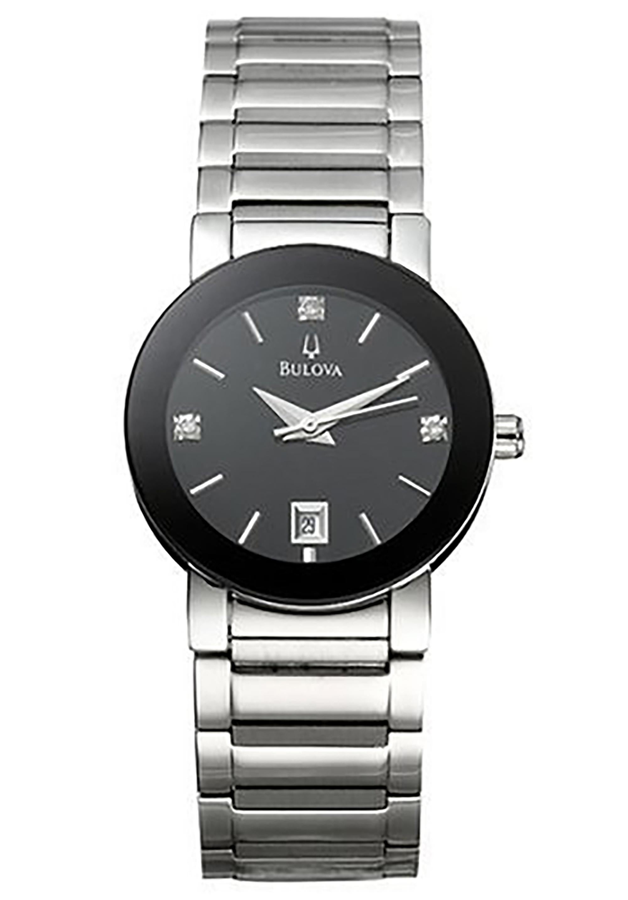 Bulova: Damen-Quarzuhr aus Edelstahl mit schwarzem Diamant-Zifferblatt 96P24 1