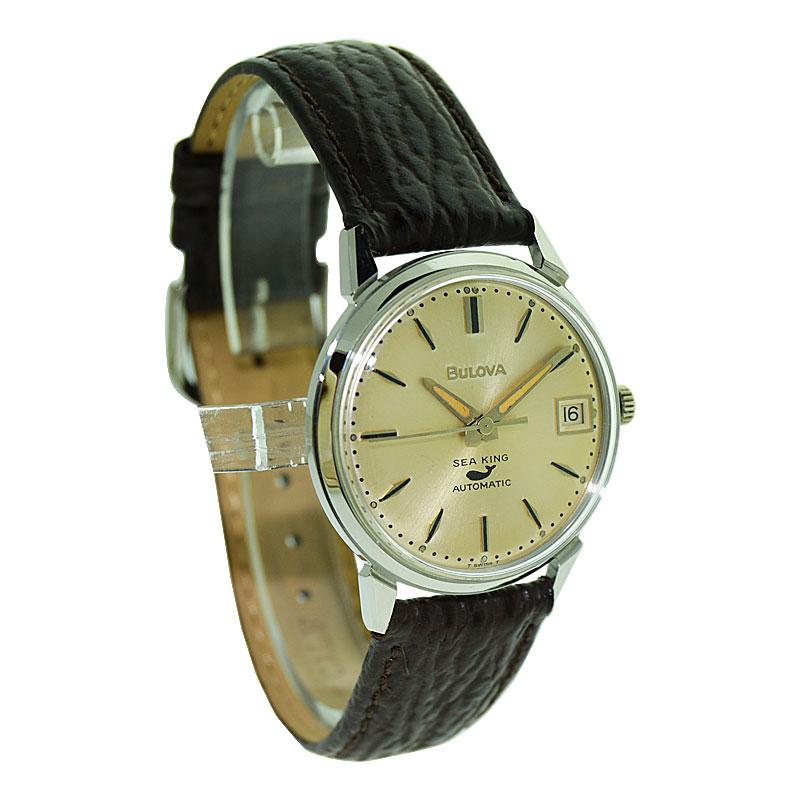 Women's or Men's Bulova Stainless Steel Sea King Automatic Watch, circa 1960's