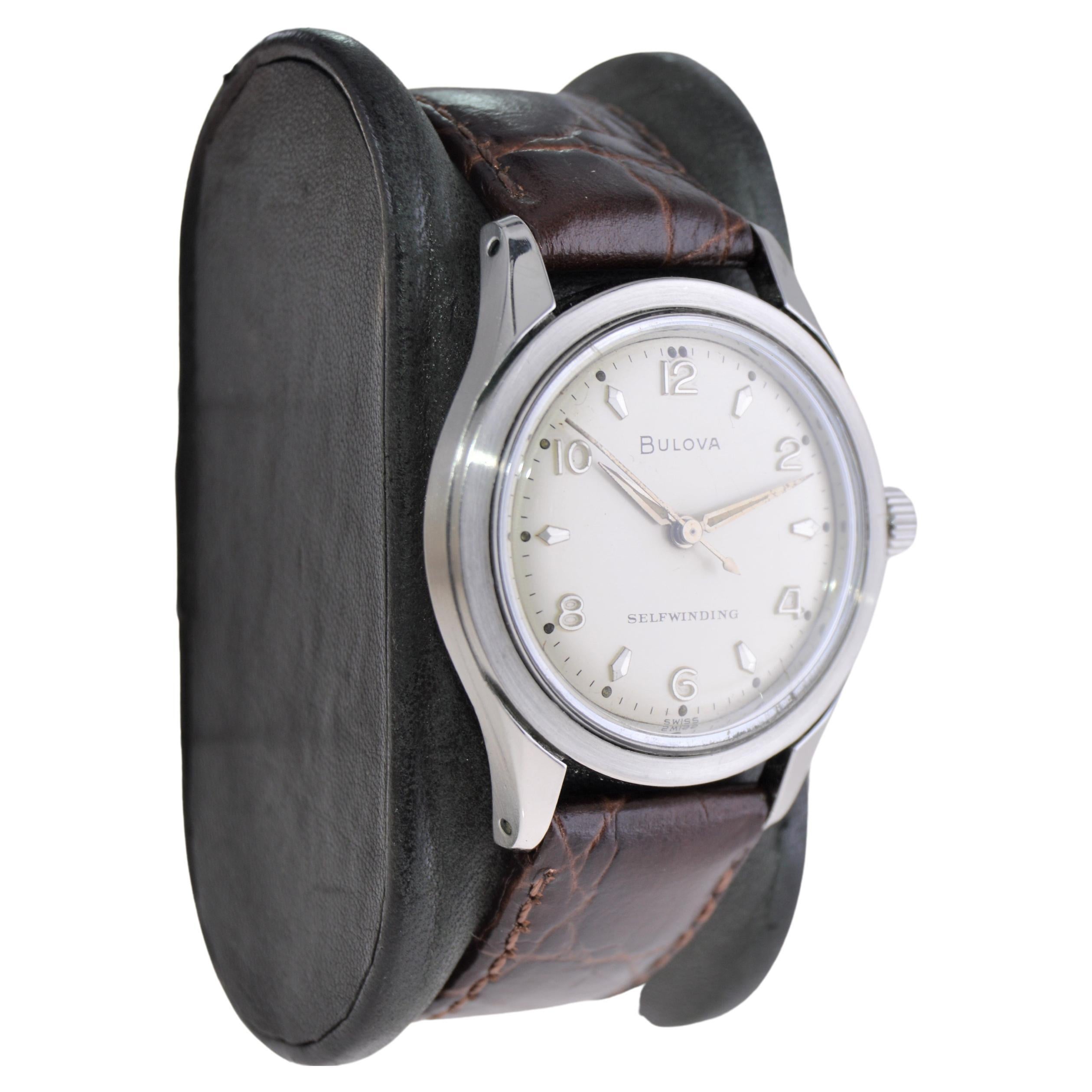 FACTORY / HOUSE: Bulova Watch Company
STYLE / REFERENCE: Round Dress Style  
METAL / MATERIAL: 14Kt. White Gold Filled
CIRCA: 1960's
DIMENSIONS: Length 40mm X Diameter 33mm
MOVEMENT / CALIBER: Winding / 17 Jewels 
DIAL / HANDS: Original Silvered