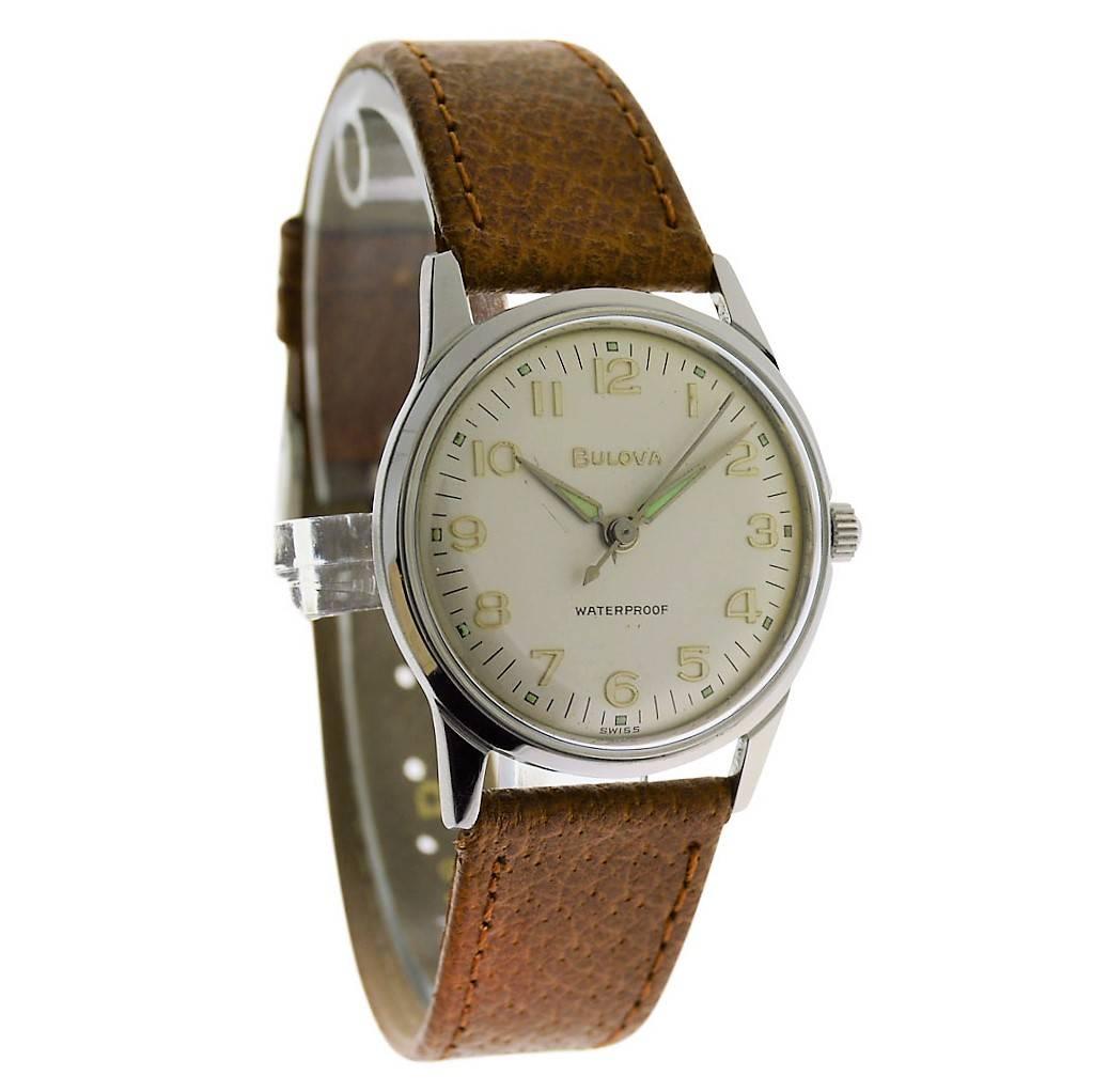 Bulova Stainless Steel Moderne Manual Wrist Watch, circa 1960s