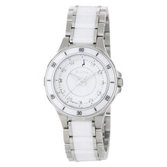 Bulova Substantial Ceramic Stainless Steel White Dial Womens Watch 98P124