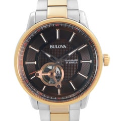 Bulova Two-Tone Stainless Steel Brown Dial Automatic Mens Watch 98A140
