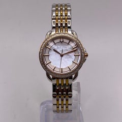 Bulova Two Tone Steel Diamond MOP Sticks Dial Ladies Quartz Watch 98R144