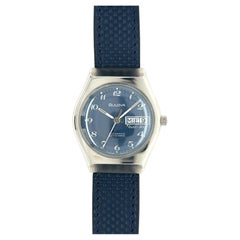 Vintage Bulova Watch, Set-o-matic, Blue Dial
