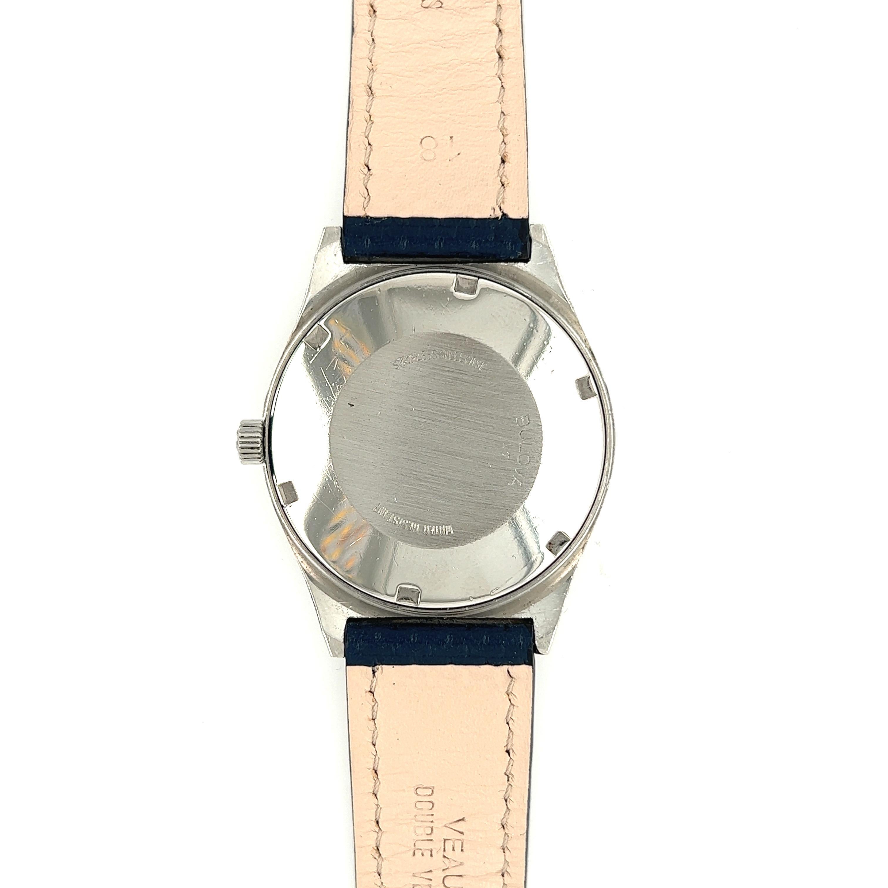 Bulova Watch, Set-o-Matic, Blue Dial

This vintage self-winding wristwatch is a true watchmaking jewel, distinguished by its revolutionary 