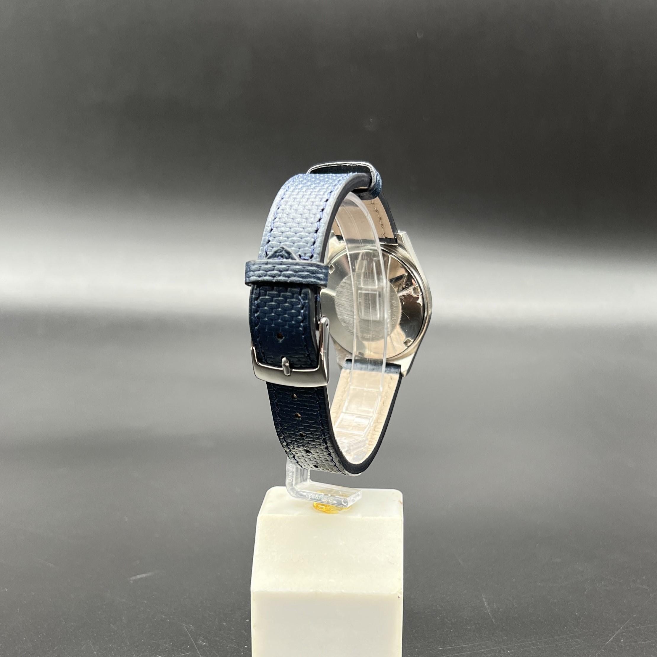 Bulova-Uhr, Set-o-matic, blaues Zifferblatt aus Edelstahl im Angebot 1