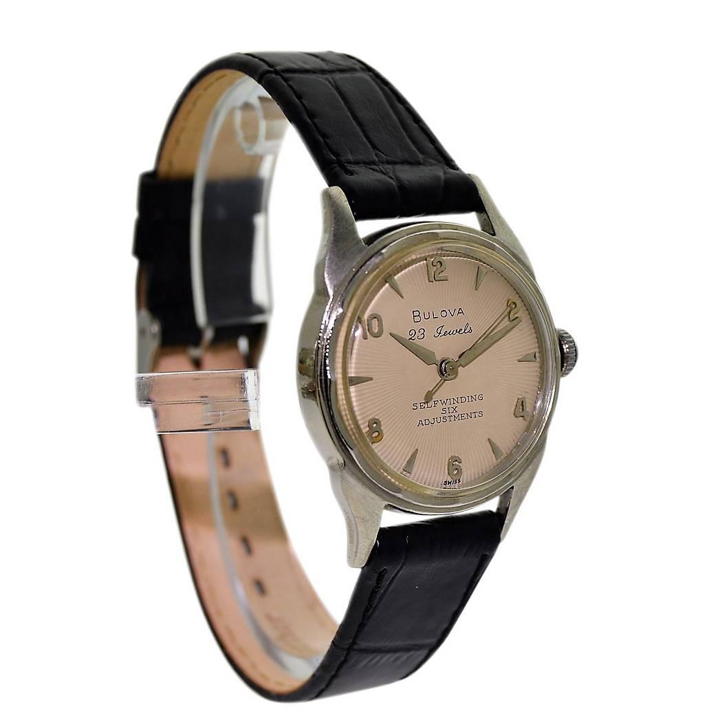 Bulova White Gold Filled Art Deco Automatic Wristwatch 3