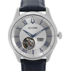 Bulova Wilton Steel Silver Open Heart Dial Automatic Mens Watch 96A206