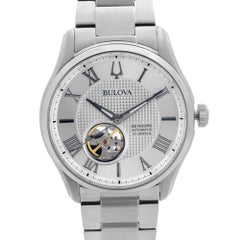 Bulova Wilton Stainless Steel Silver Roman Dial Automatic Mens Watch 96A207