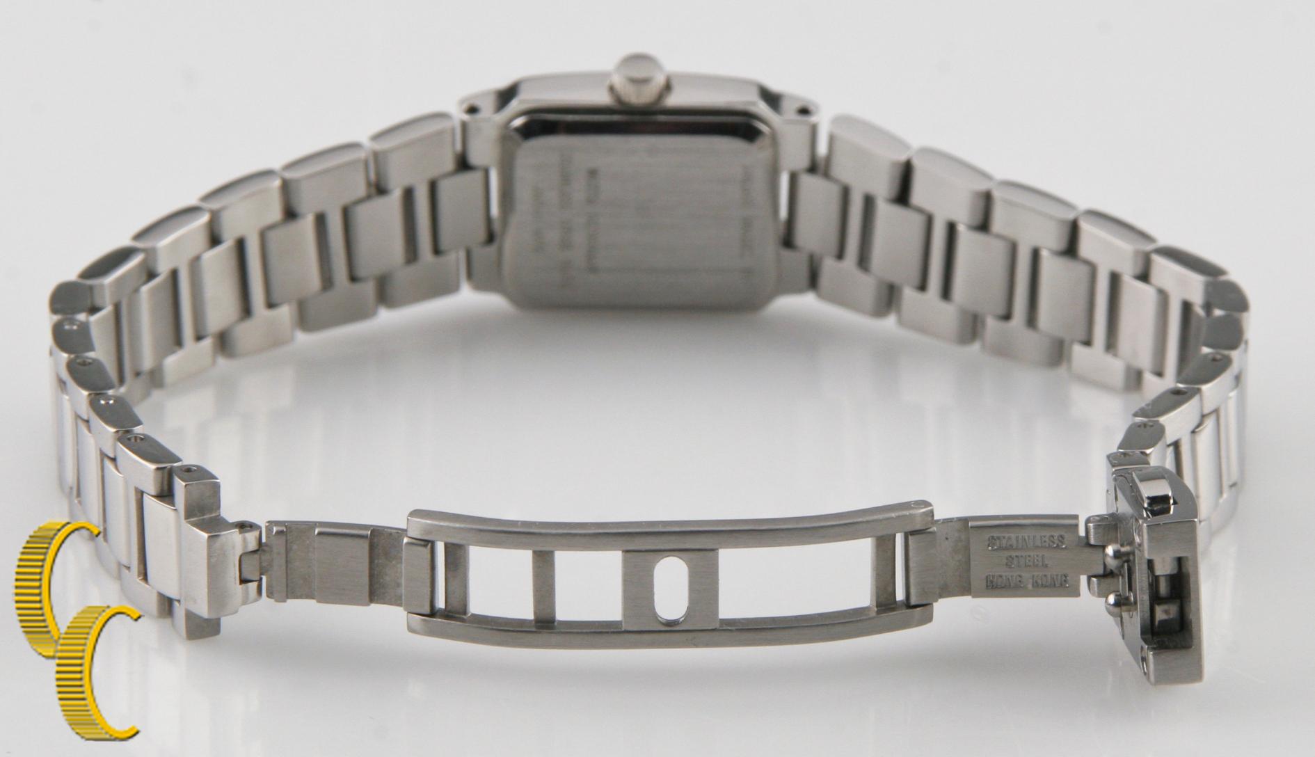 Bulova Woman's Stainless Steel Quartz Watch w/ Satin Blue Dial In Good Condition For Sale In Van Nuys, CA