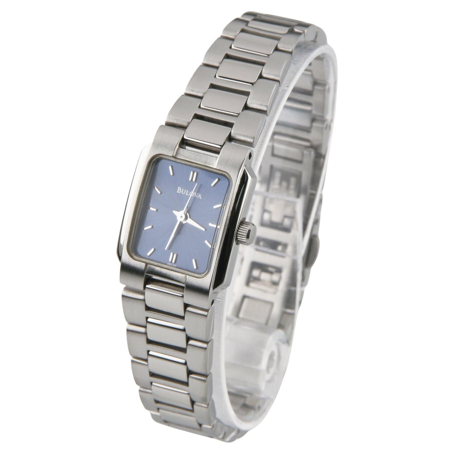 Bulova Woman's Stainless Steel Quartz Watch w/ Satin Blue Dial