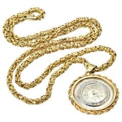 Bulova Yellow Gold Diamond Vintage Pendant Watch on Yellow Gold Chain